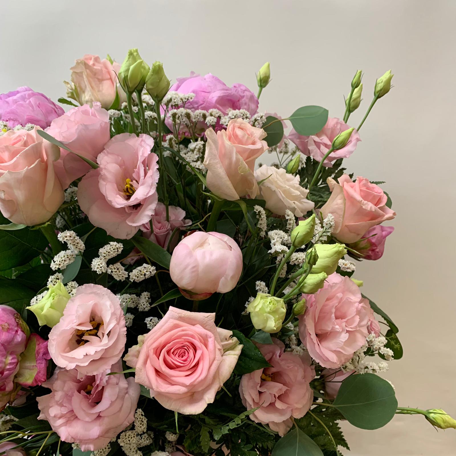Scatola cilindro prestige, misto fiori rosa - immagine 3