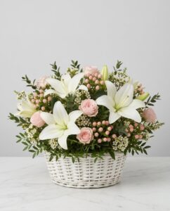 Lilium Bianco, Iperico rosa, Rosa rosa, Delicato